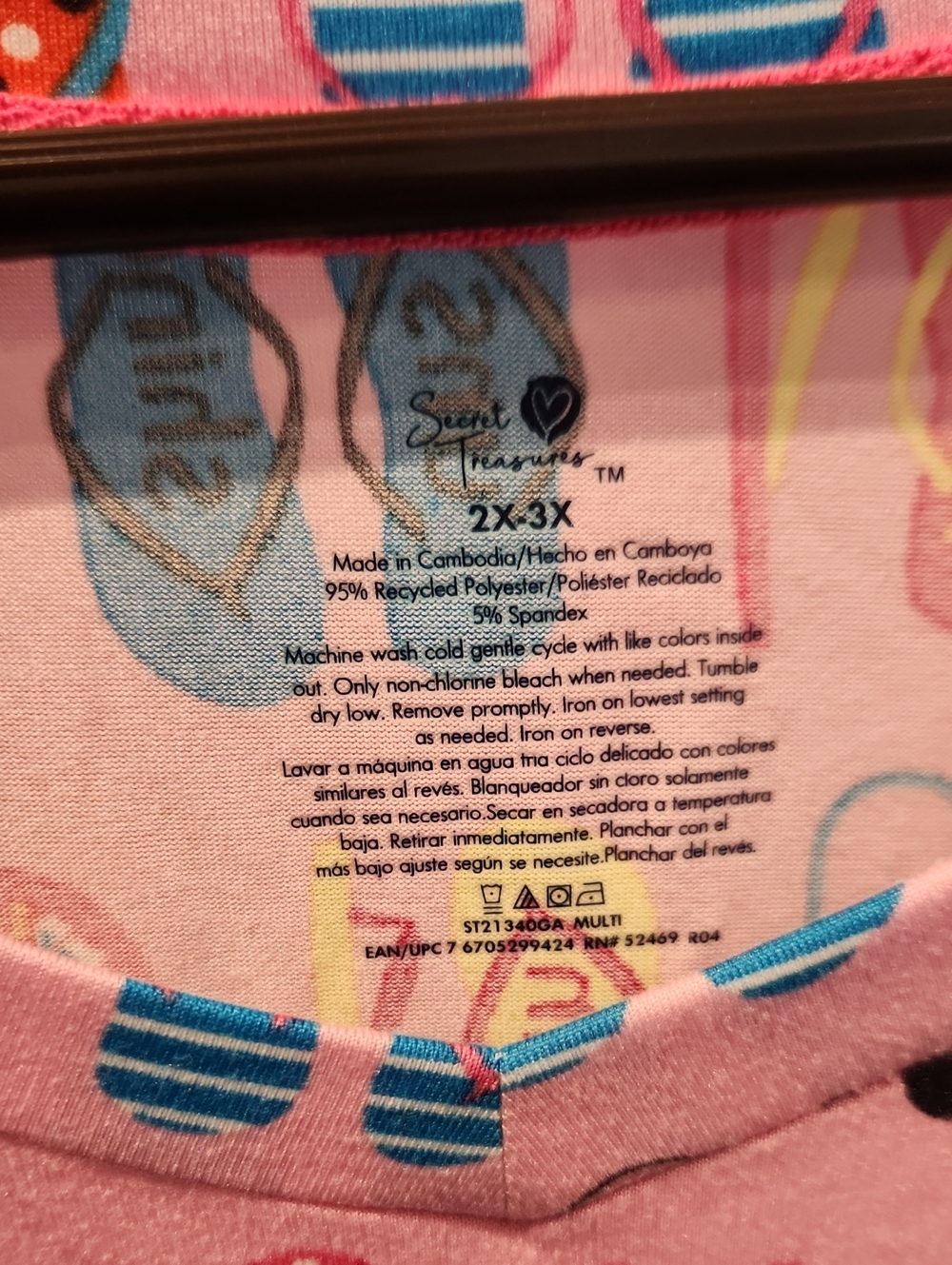 EUC Secret Treasures Pink Flip-Flop Print Sleep Shirt Sz 2X-3X - Picture 2 of 3